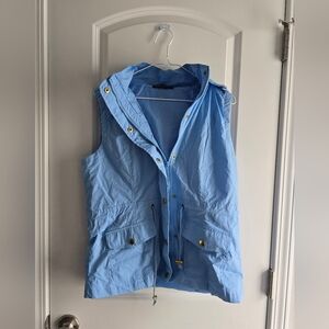 Fashionism Light Blue Hooded Vest Wind Breaker